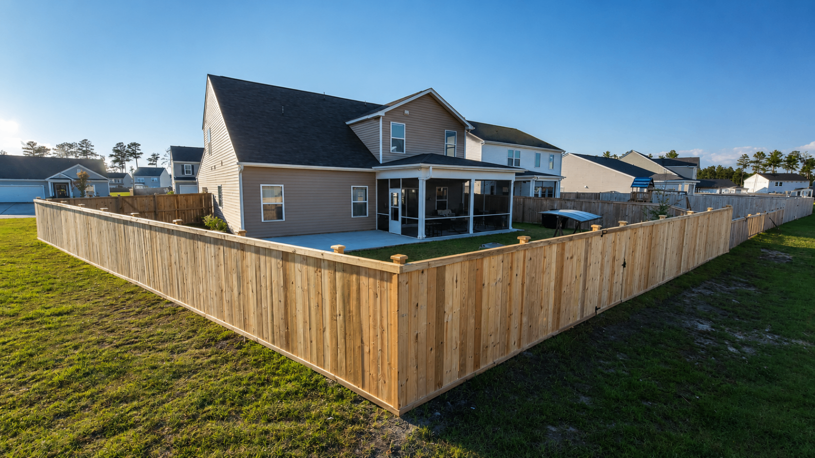 Wood fence installation project